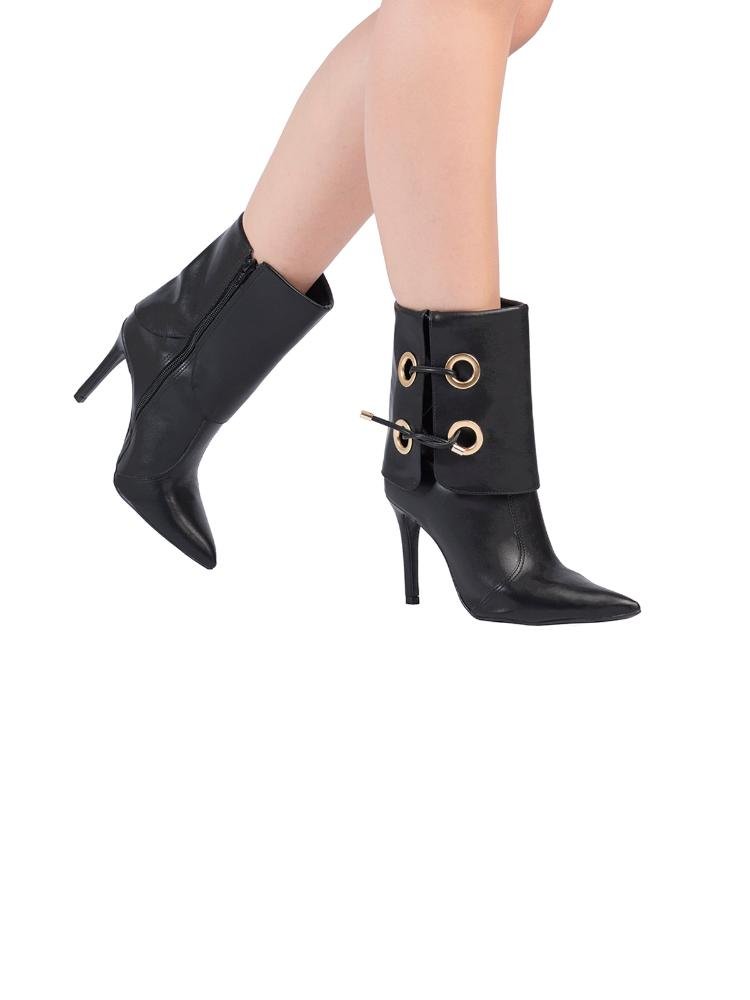 Bota Bebecê Wide Leg Ilhós Salto Alto Preto 2