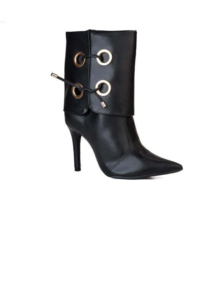 Bota Bebecê Wide Leg Ilhós Salto Alto Preto 3