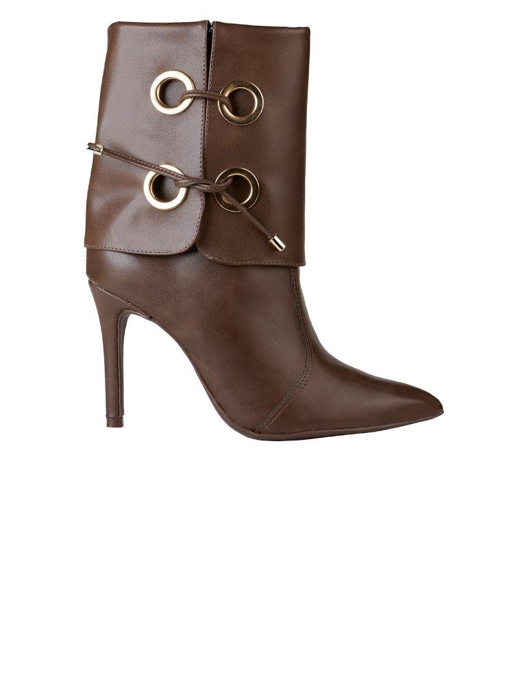 Bota Bebecê Wide Leg Ilhós Salto Alto