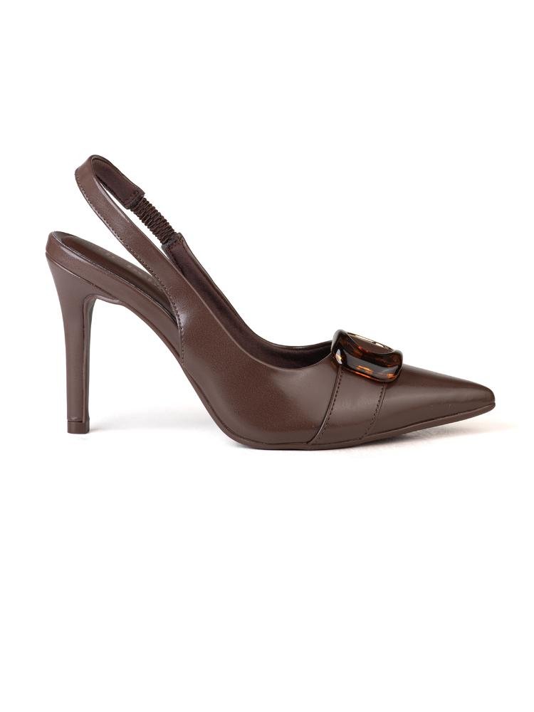 Scarpin Bebecê Slingback Enfeite Tartaruga
