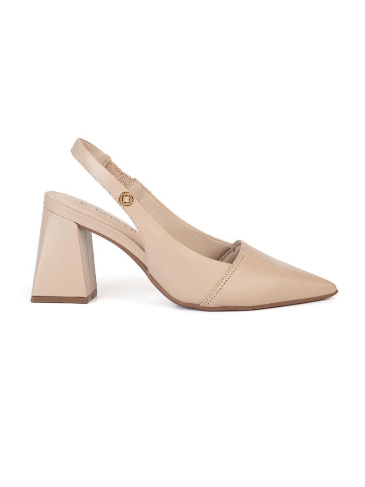 Scarpin Slingback Couro Bebecê Com Elastico