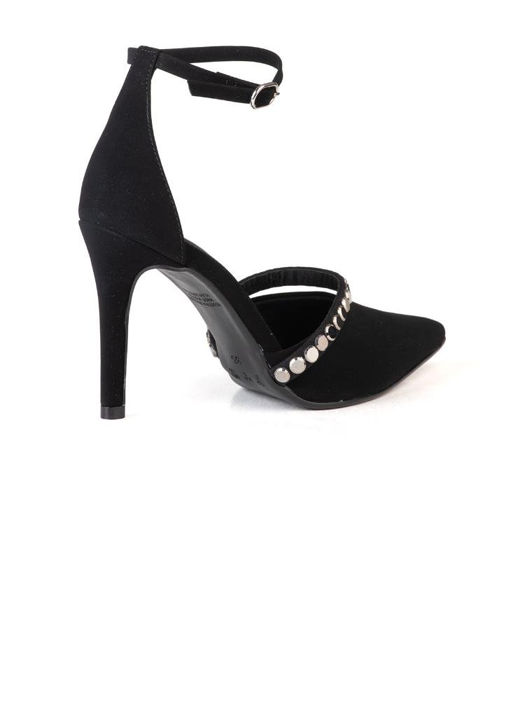 Scarpin Bebecê Semi Aberto Com Tira Em Strass Preto 4