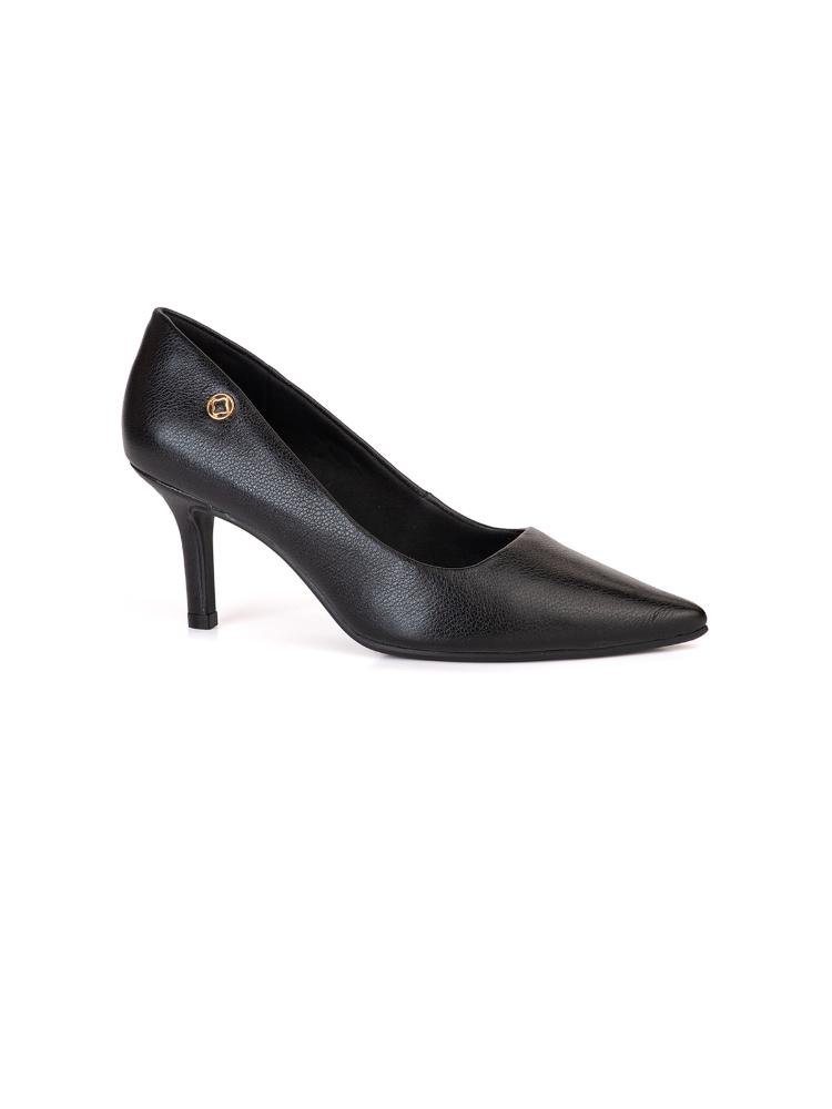 Scarpin Clássico Bebecê Couro Salto Fino Preto 2