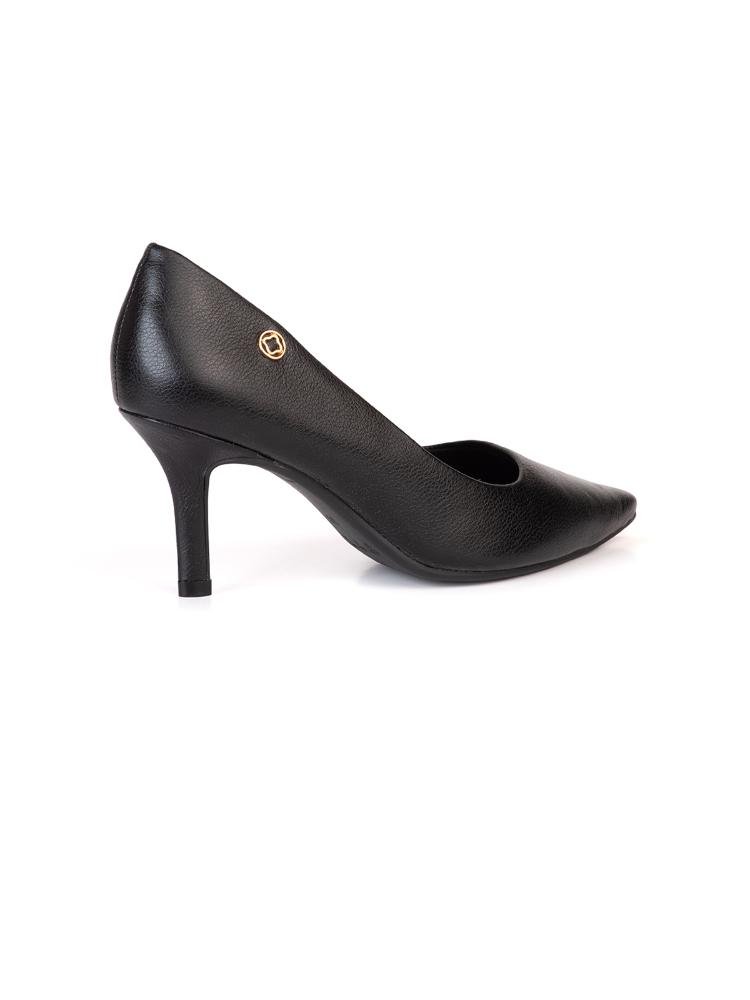 Scarpin Clássico Bebecê Couro Salto Fino Preto 3