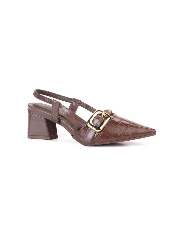 Scarpin Bebecê Slingback Mary Jane Elástica Marrom 2