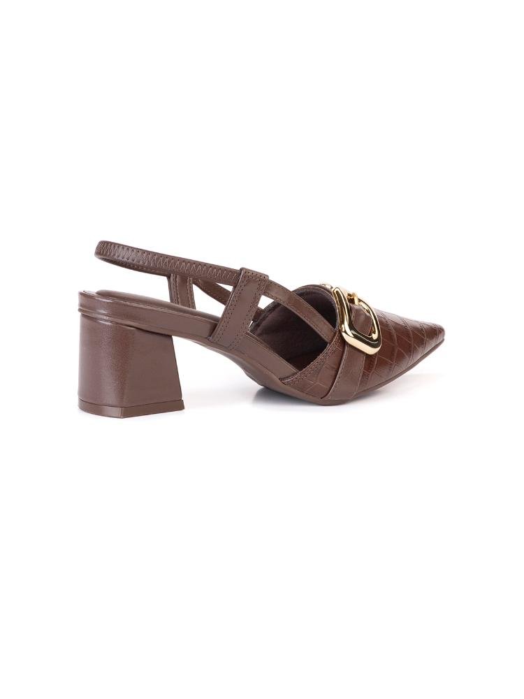 Scarpin Bebecê Slingback Mary Jane Elástica Marrom 3