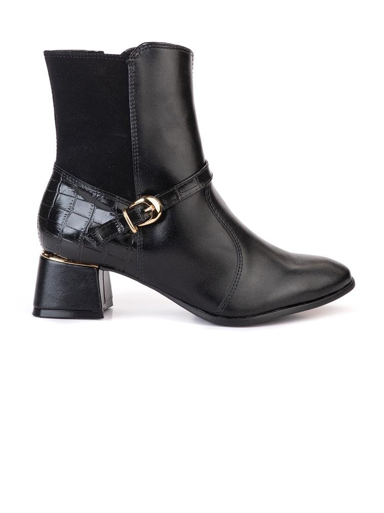 Bota Bebecê Cano Curto Mix Texturas Com Fivela