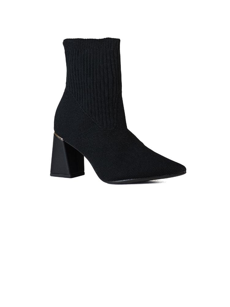Bota Bebecê Knit com Salto Bloco Preto 3