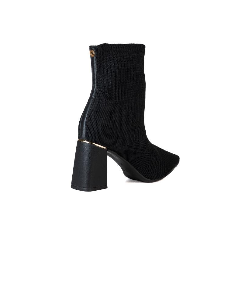 Bota Bebecê Knit com Salto Bloco Preto 4