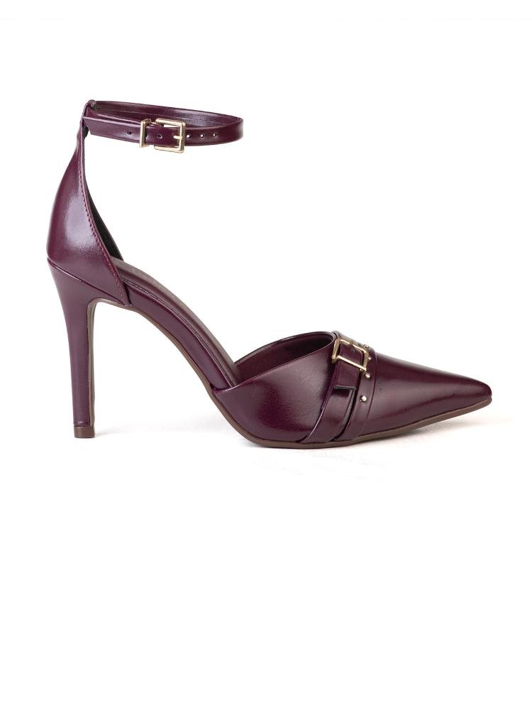 Scarpin Bebecê Semi Aberto Com Enfeite Tiras Salto Fino