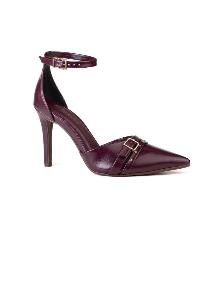 Scarpin Bebecê Semi Aberto Com Enfeite Tiras Salto Fino Roxo 3