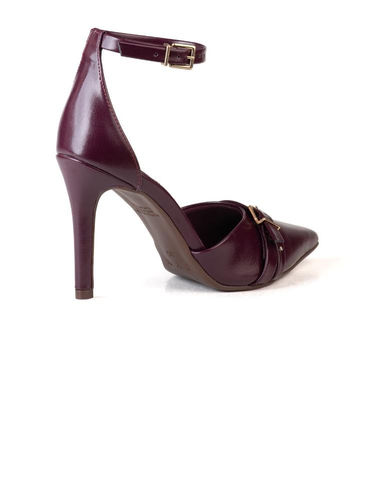 Scarpin Bebecê Semi Aberto Com Enfeite Tiras Salto Fino Roxo 4