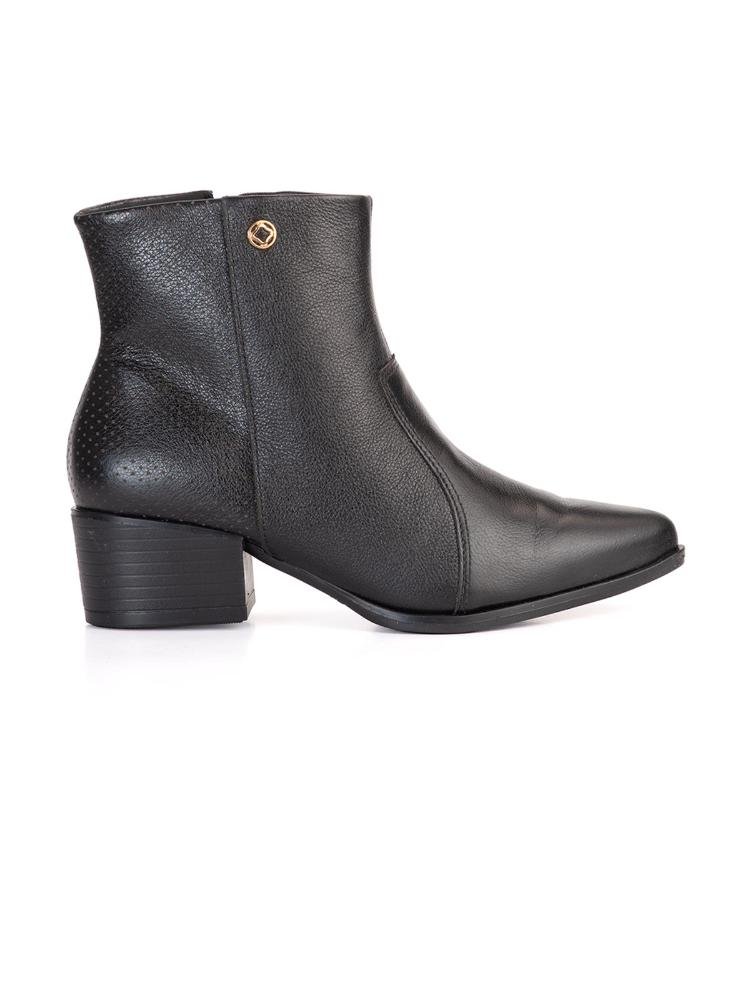 Bota Bebecê Couro Cano Curto Com Pin
