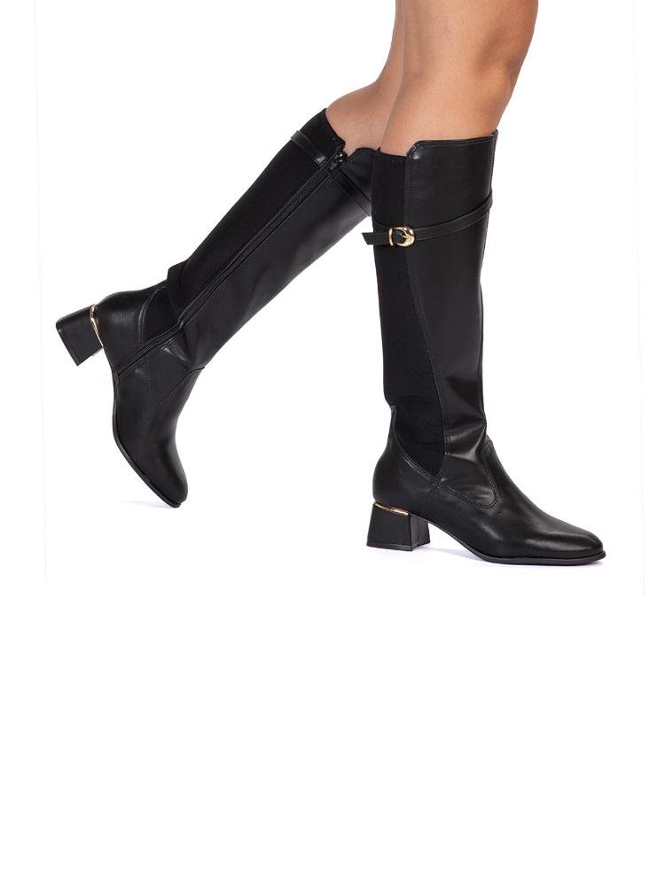 Bota Bebecê Cano Longo Enfeite Pulseira Preto 2