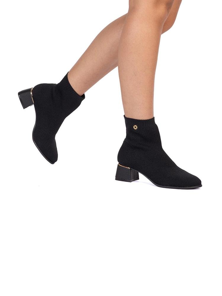Bota Bebecê Malha Knit Cano Curto Preto 2