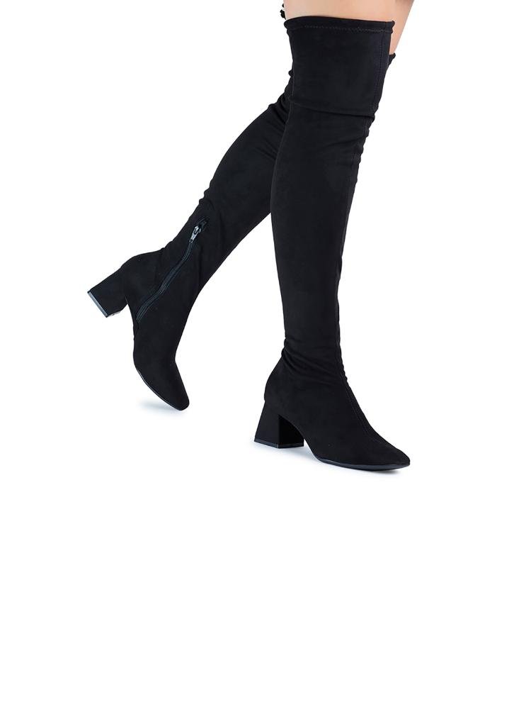 Bota Over Knee Feminina Bebecê Salto Bloco Strech Preto 2