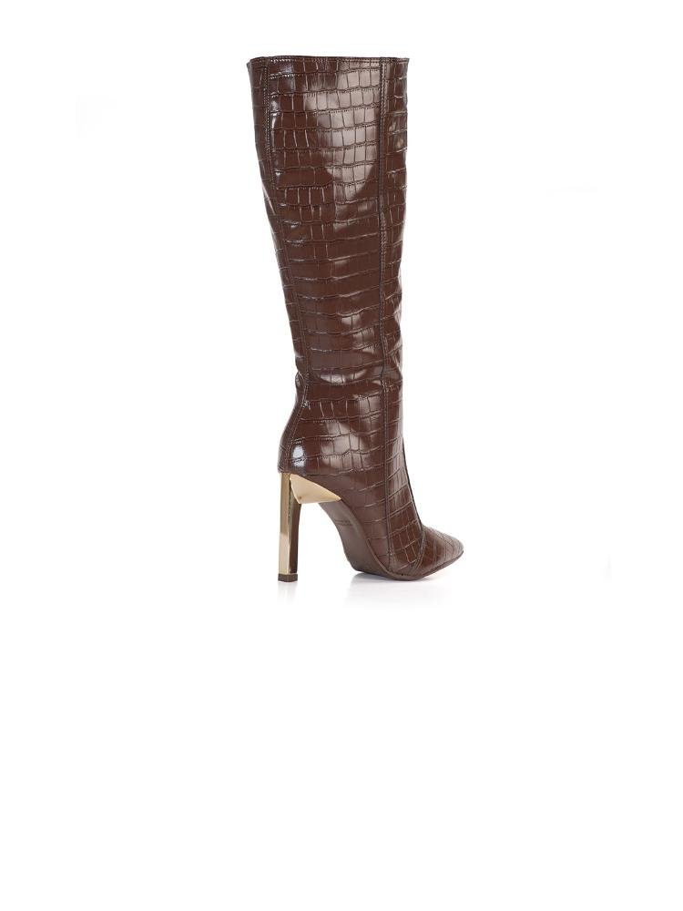 Bota Bebecê Cano Alto Bico Fino Marrom 4