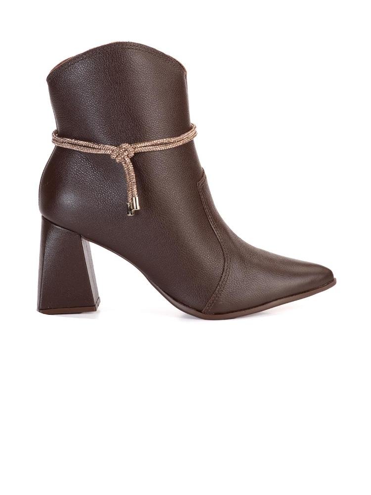 Bota Bebecê Couro Pulseira Strass