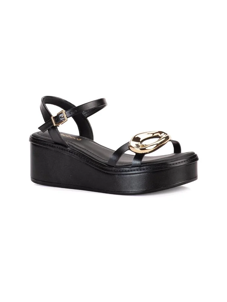 Sandália Bebecê Flatform Enfeite Orgânico Preto 3