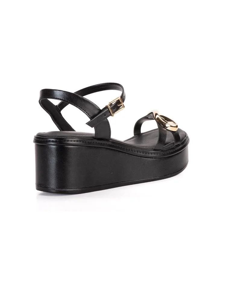 Sandália Bebecê Flatform Enfeite Orgânico Preto 4