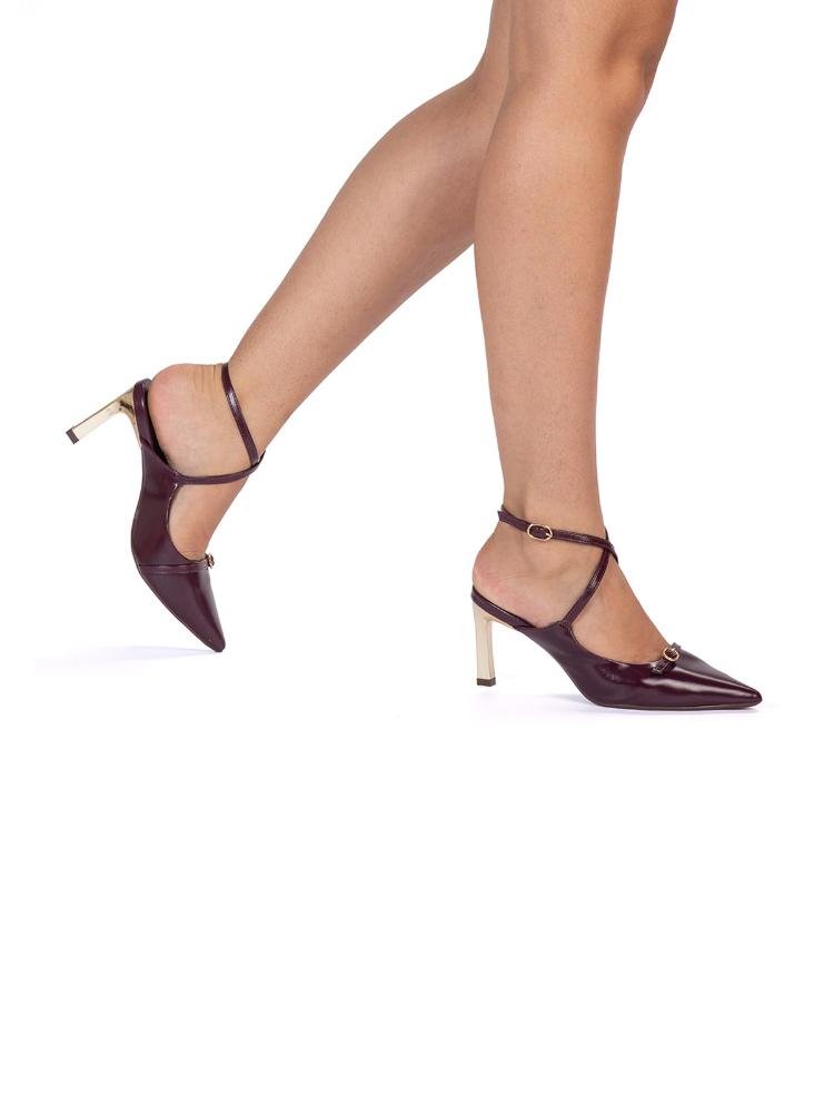 Scarpin Bebecê Semi Aberto Com Fivela Vinho 2