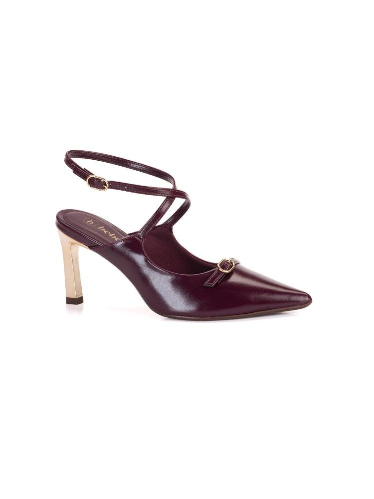 Scarpin Bebecê Semi Aberto Com Fivela Vinho 3