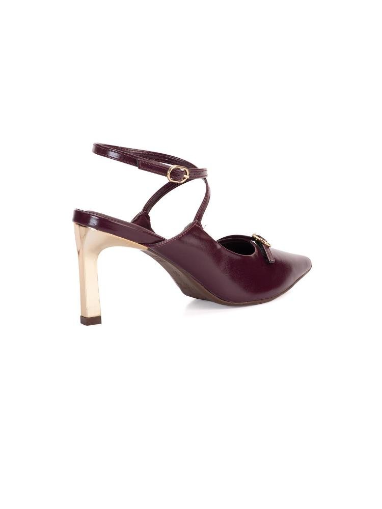 Scarpin Bebecê Semi Aberto Com Fivela Vinho 4