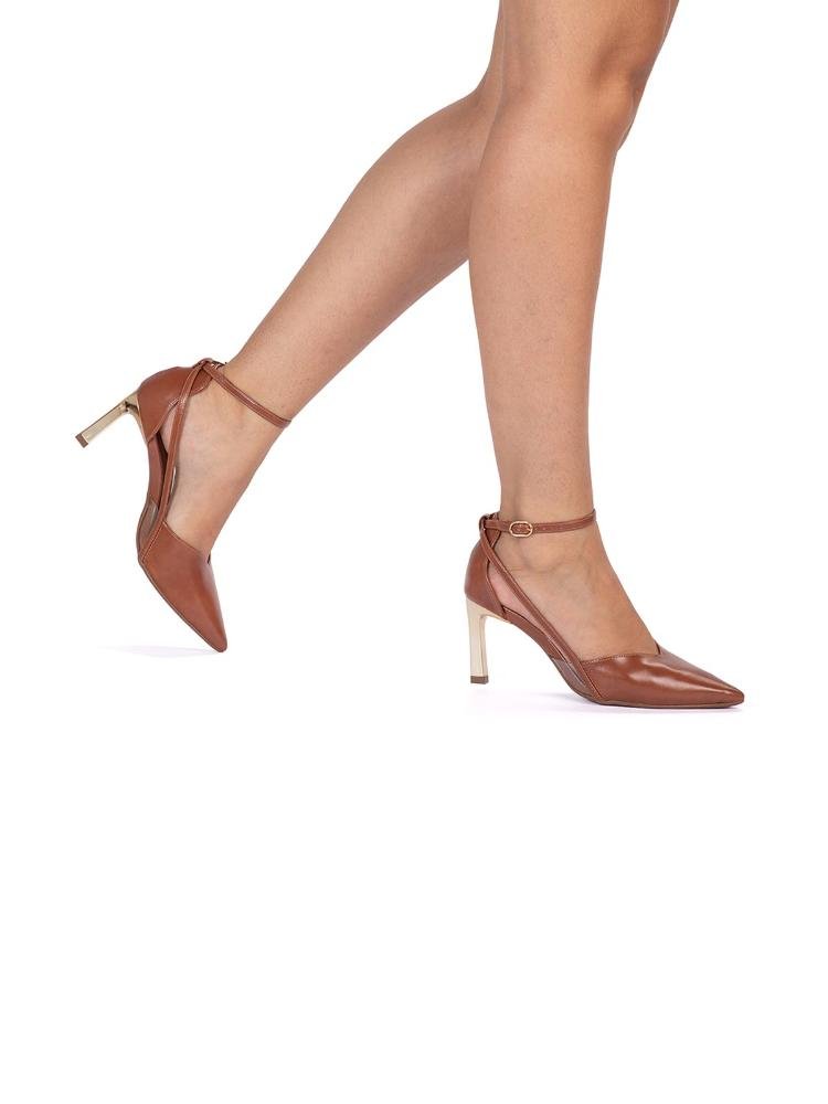 Scarpin Bebecê Semi Aberto Com Tiras Marrom 2