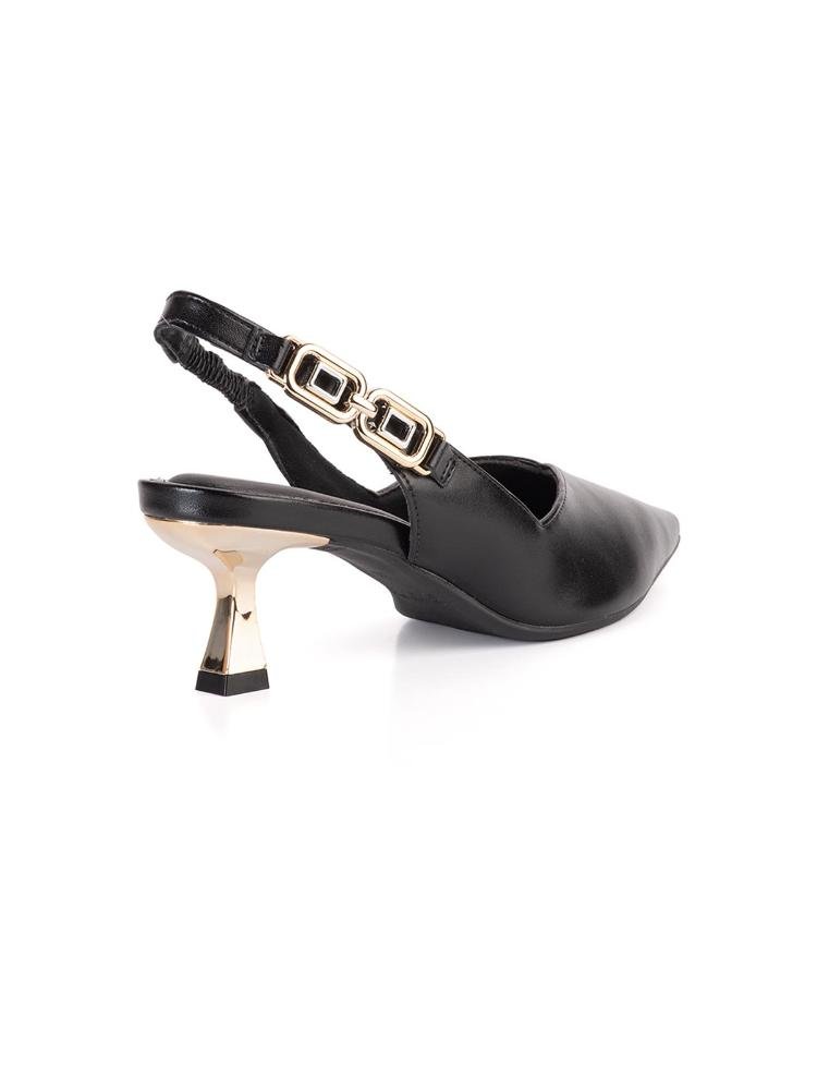 Scarpin Bebecê Slingback Enfeite Lateral Preto 4