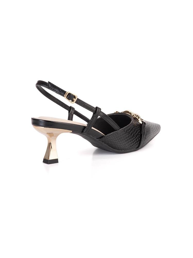 Scarpin Bebecê Slingback Com Enfeite Preto 4
