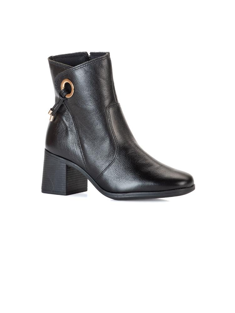 Bota Bebecê Em Couro Com Ilhós Lateral Preto 3