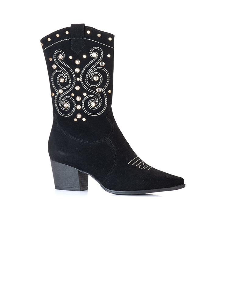 Bota Bebecê Western Com Tachas e Bordado Preto 3