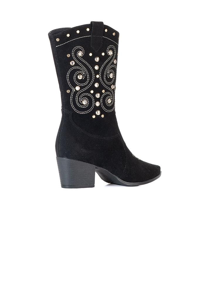 Bota Bebecê Western Com Tachas e Bordado Preto 4