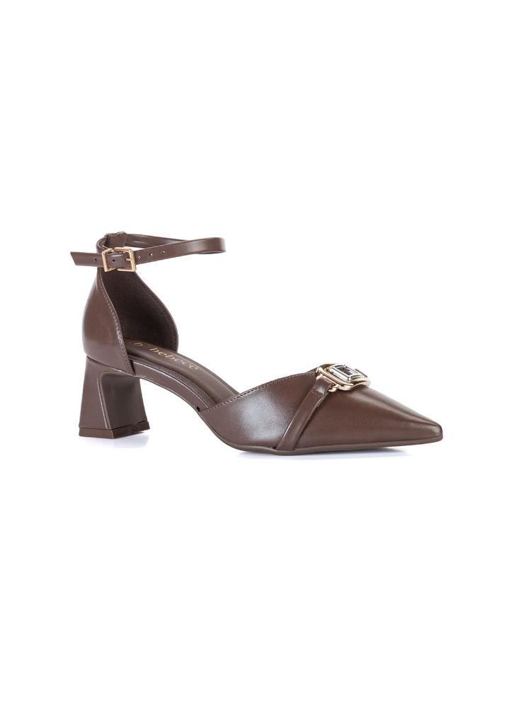 Scarpin Semi Aberto Bebecê Com Enfeite Fivela Marrom 2