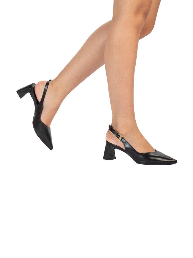 Scarpin Slingback Bebecê Fivela Minimalista Preto 2