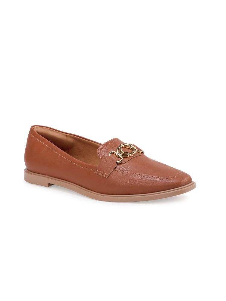 Mocassim Loafer Feminino Bebecê Com Detalhe em Bridão Marrom 3