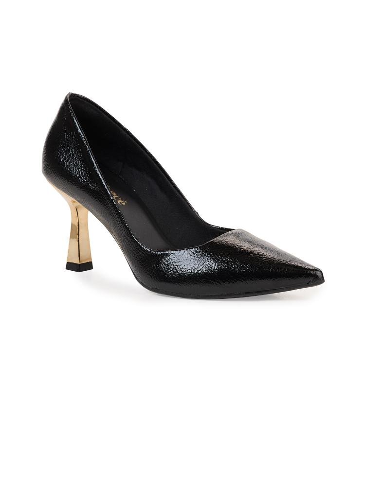 Scarpin Bebecê Salto Alto Flare Bico Fino Monocromático Clássico Preto 3
