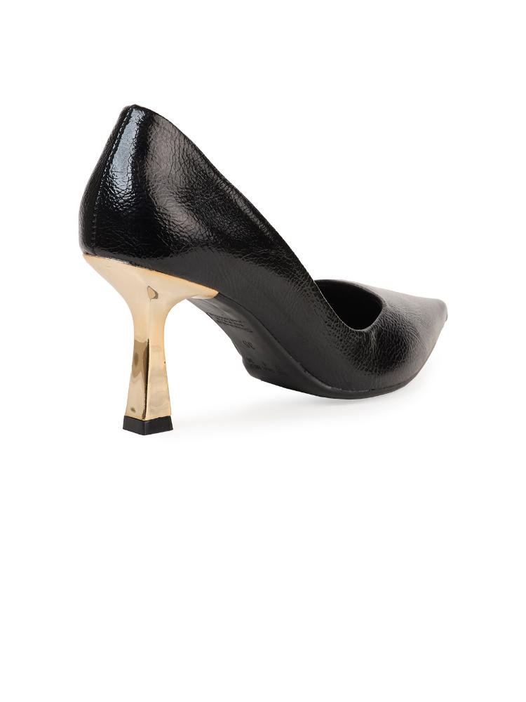 Scarpin Bebecê Salto Alto Flare Bico Fino Monocromático Clássico Preto 4