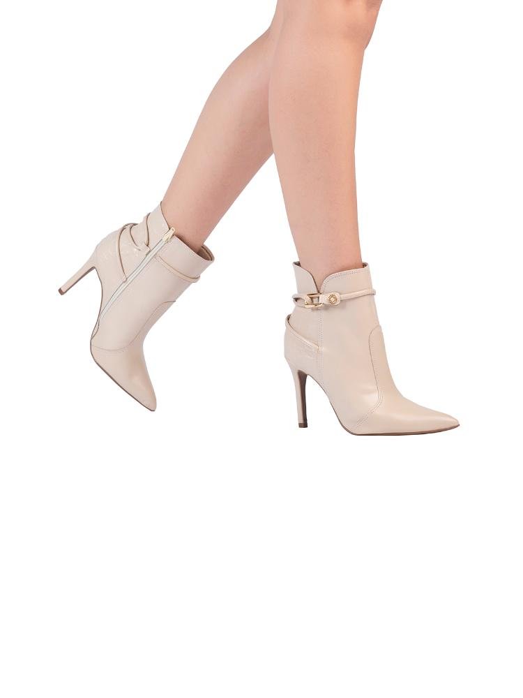 Bota Bebecê Ankle Boot Com Enfeite Bege 2