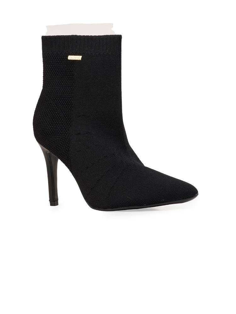 Bota Bebecê Knit Salto Alto Clássica Preto 3