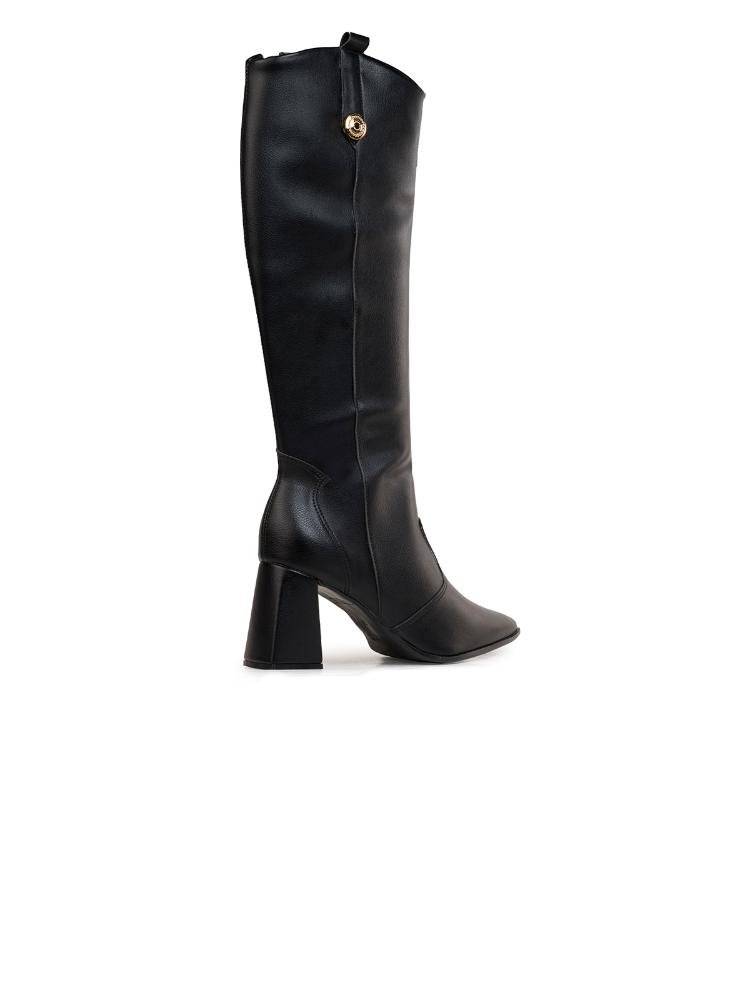 Bota Cano Longo Bebecê Com Salto Bloco Geométrico Preto 4