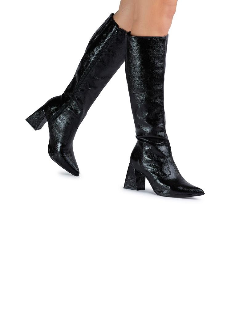 Bota Feminina Bebecê Cano Longo Bico Fino Preto 2
