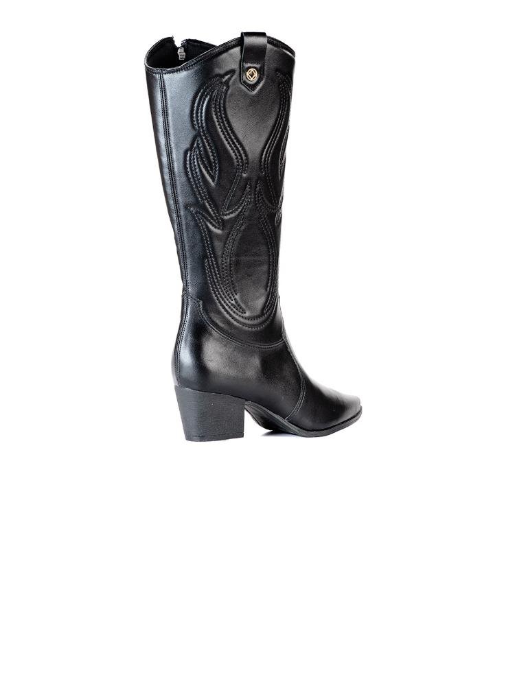 Bota Bebecê Western Cano Longo Com Bordados Preto 4