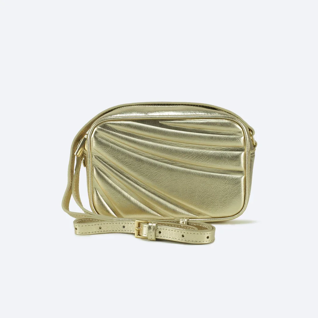 Bolsa Donna em Couro Metalizado Cor Dourada