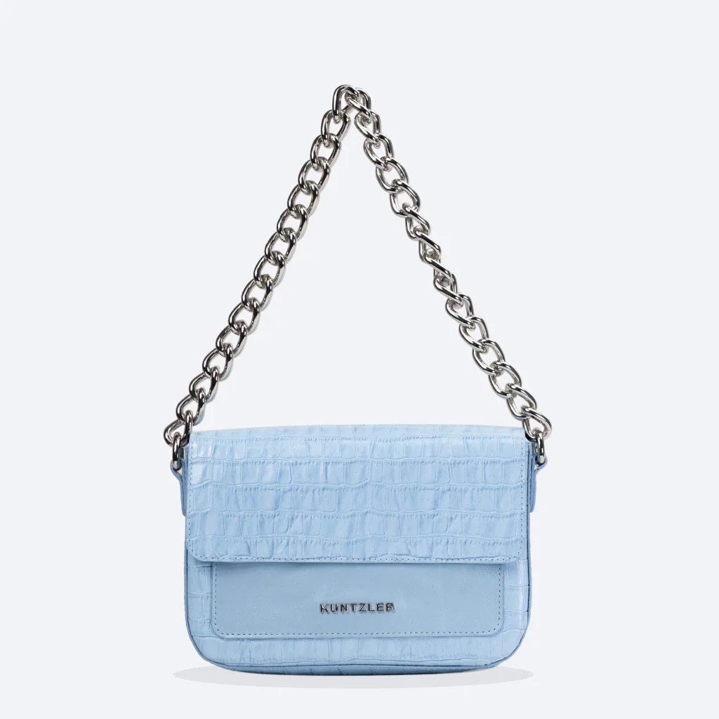 Bolsa Flora em Couro Cor Azul Candy Colors
