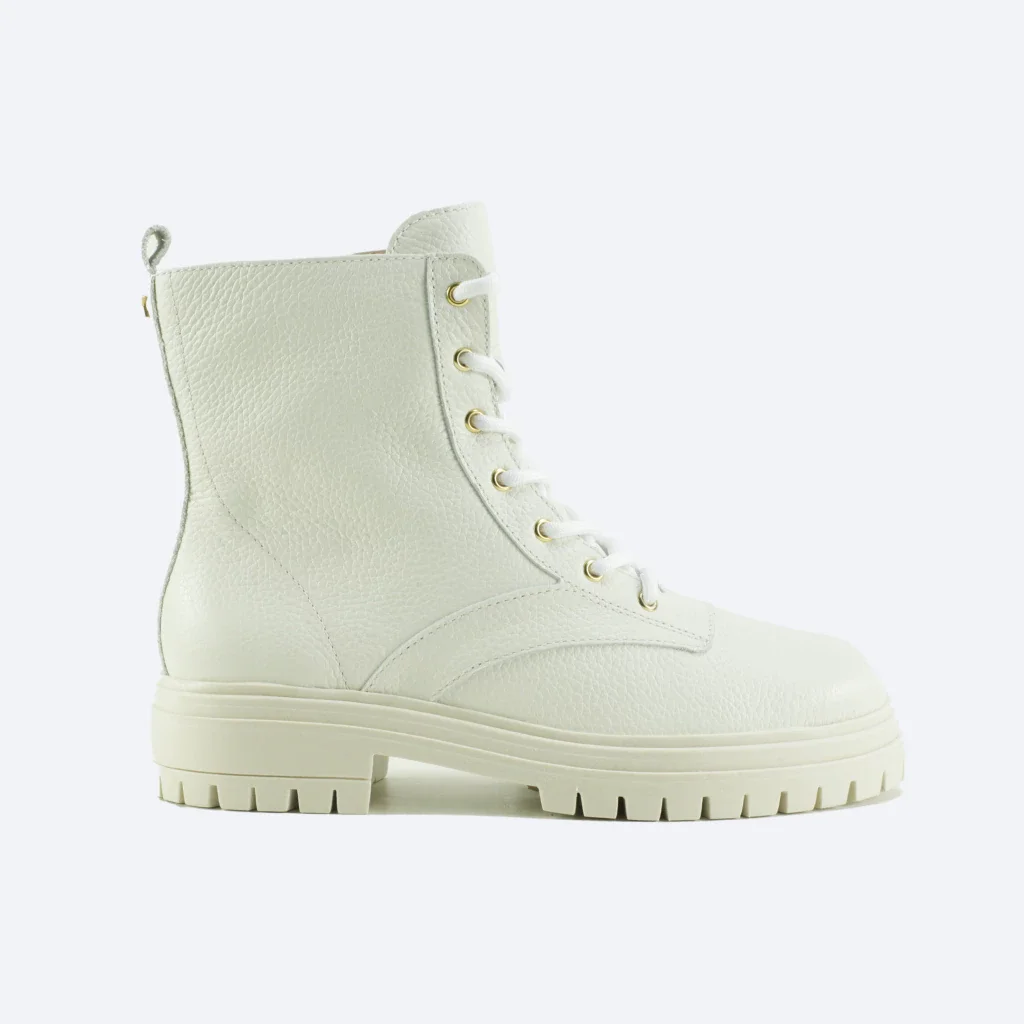 Bota Hera Coturno em Couro Cor Off White