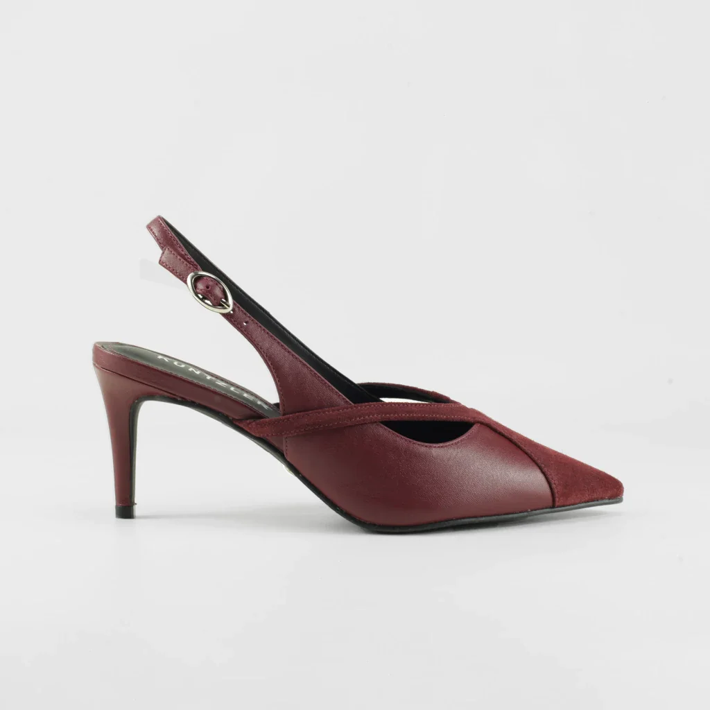 Slingback Valença em Couro Cor Bordô