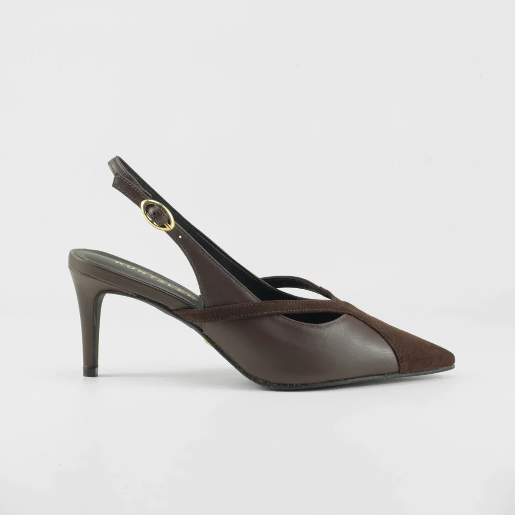 Slingback Valença em Couro Cor Marrom