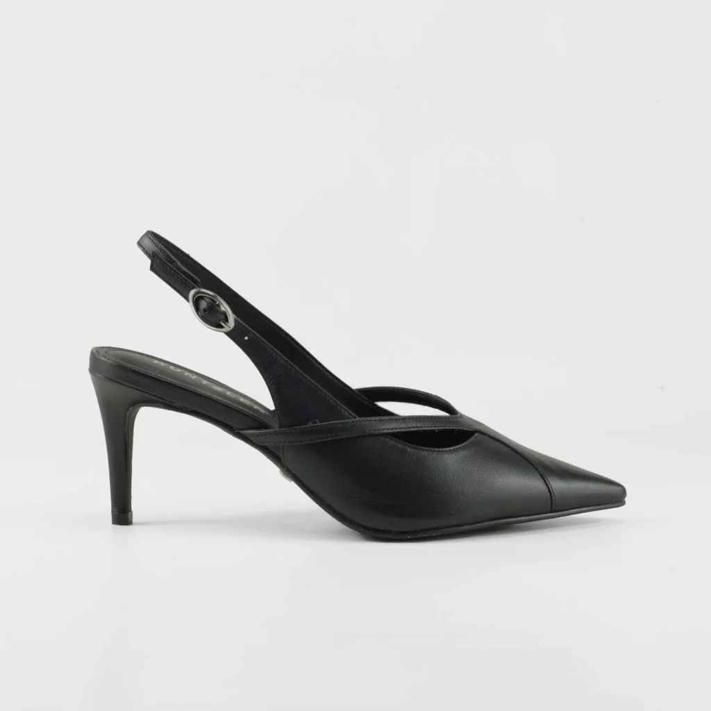 Slingback Valença em Couro Cor Preto