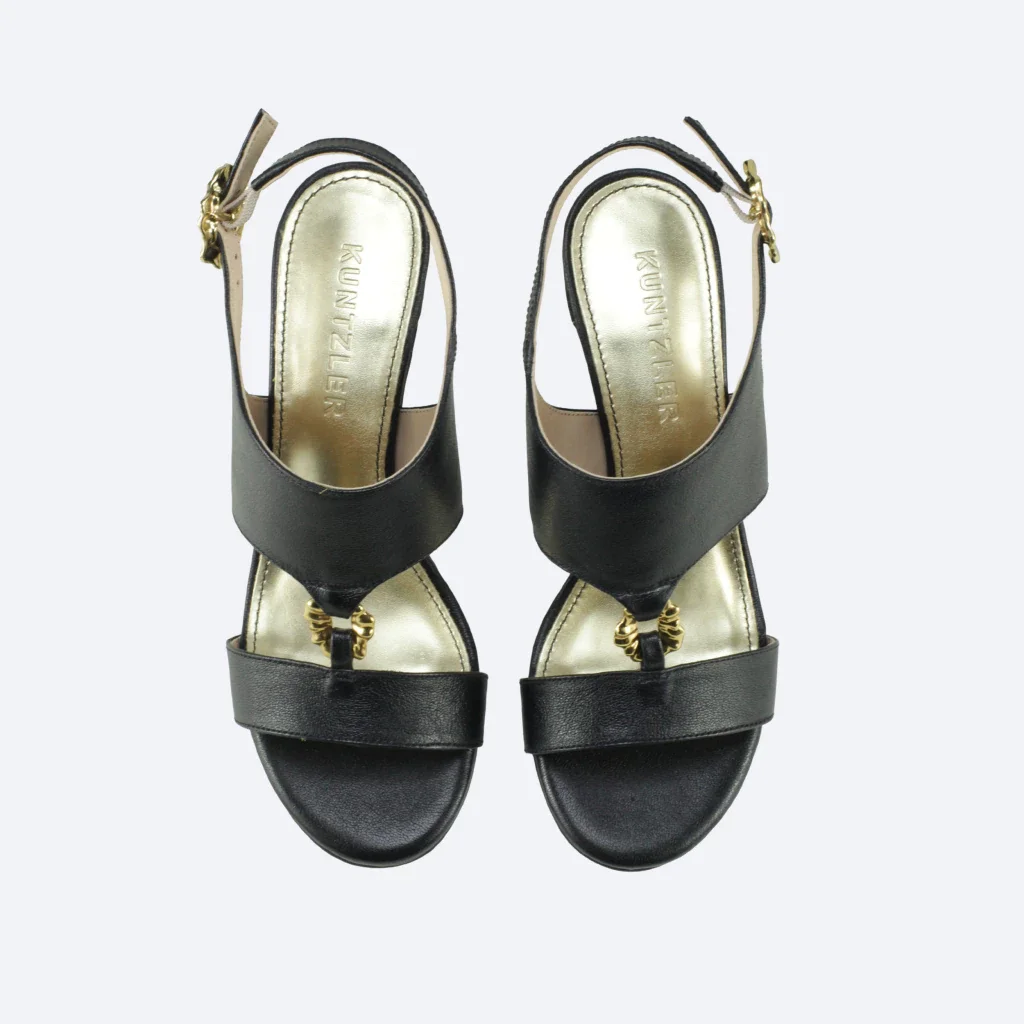 Sandália Carolina em Couro Cor Preta Preto 2